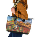 Australia Native Bird Uluru Ayers Rock Leather Tote Bag
