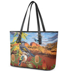 Australia Native Bird Uluru Ayers Rock Leather Tote Bag