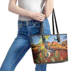 Australia Native Bird Uluru Ayers Rock Leather Tote Bag