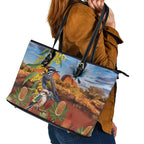 Australia Native Bird Uluru Ayers Rock Leather Tote Bag