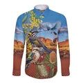 Australia Native Bird Uluru Ayers Rock Long Sleeve Button Shirt