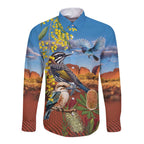 Australia Native Bird Uluru Ayers Rock Long Sleeve Button Shirt