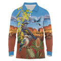 Australia Native Bird Uluru Ayers Rock Long Sleeve Polo Shirt