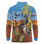 Australia Native Bird Uluru Ayers Rock Long Sleeve Polo Shirt