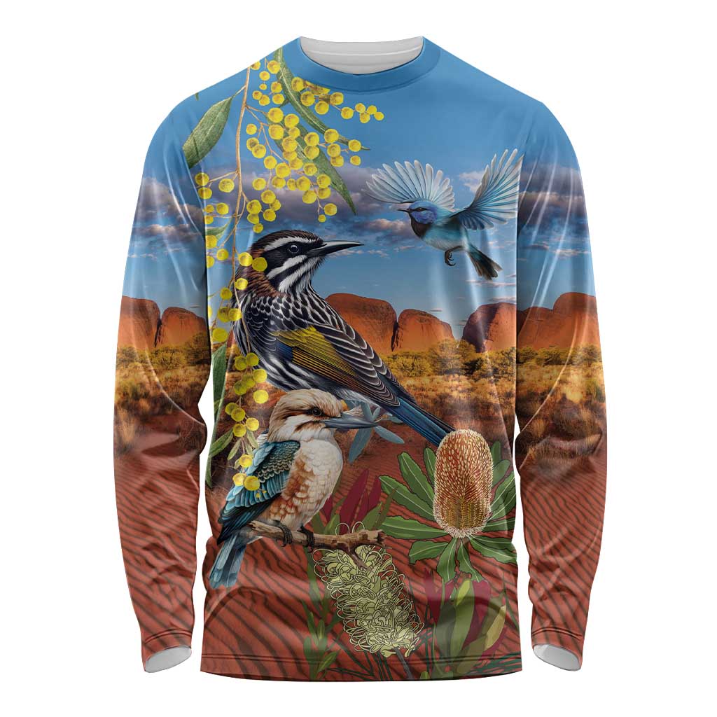 Australia Native Bird Uluru Ayers Rock Long Sleeve Shirt