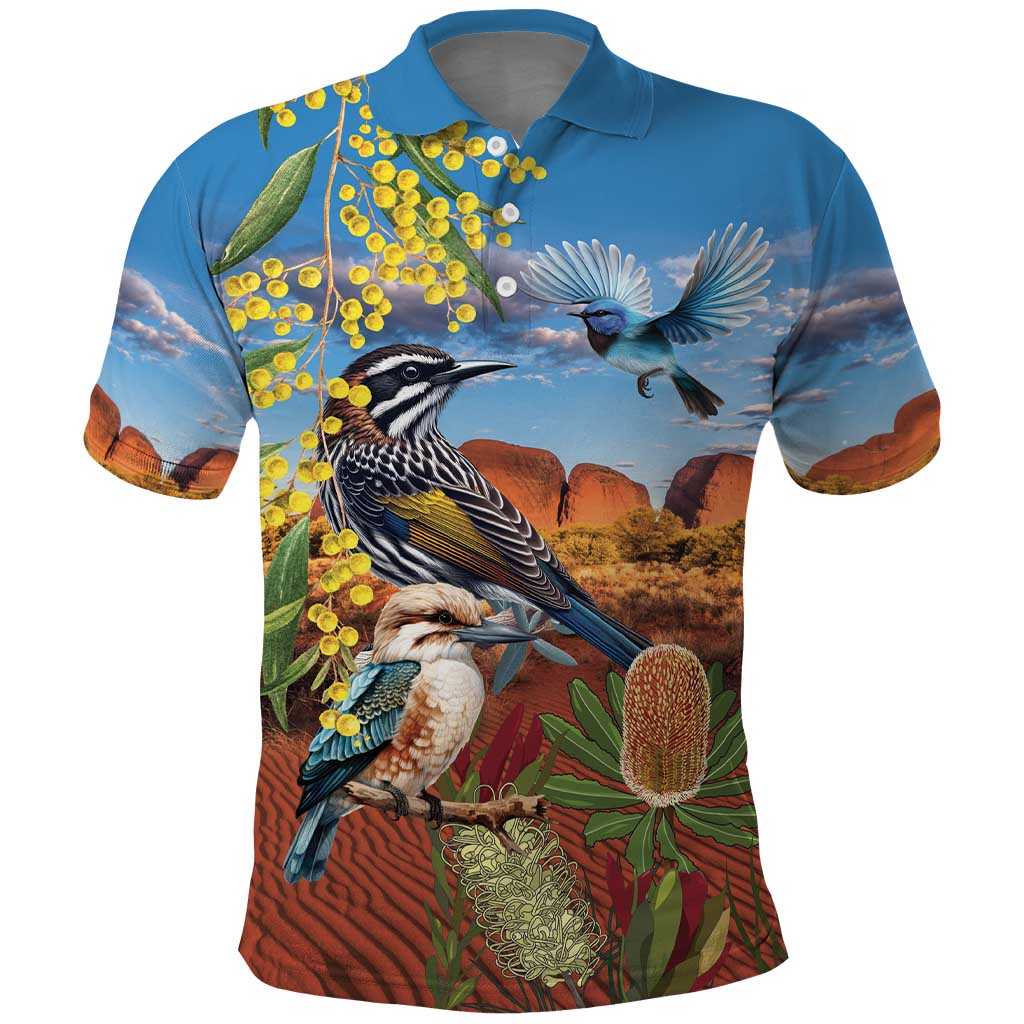 Australia Native Bird Uluru Ayers Rock Polo Shirt
