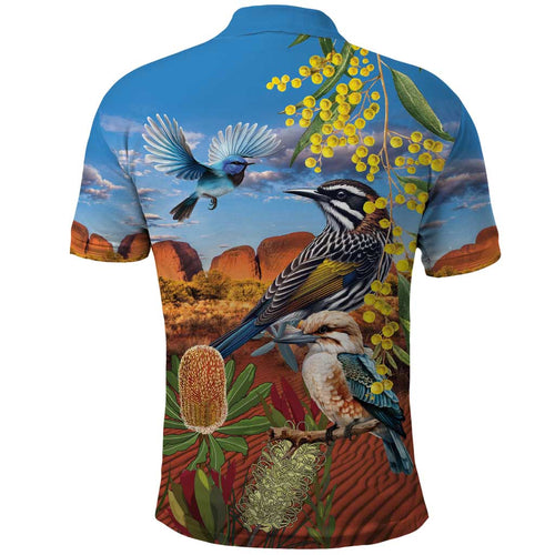 Australia Native Bird Uluru Ayers Rock Polo Shirt