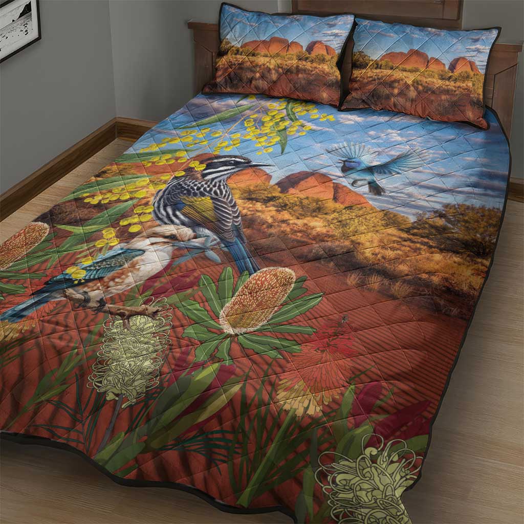 Australia Native Bird Uluru Ayers Rock Quilt Bed Set