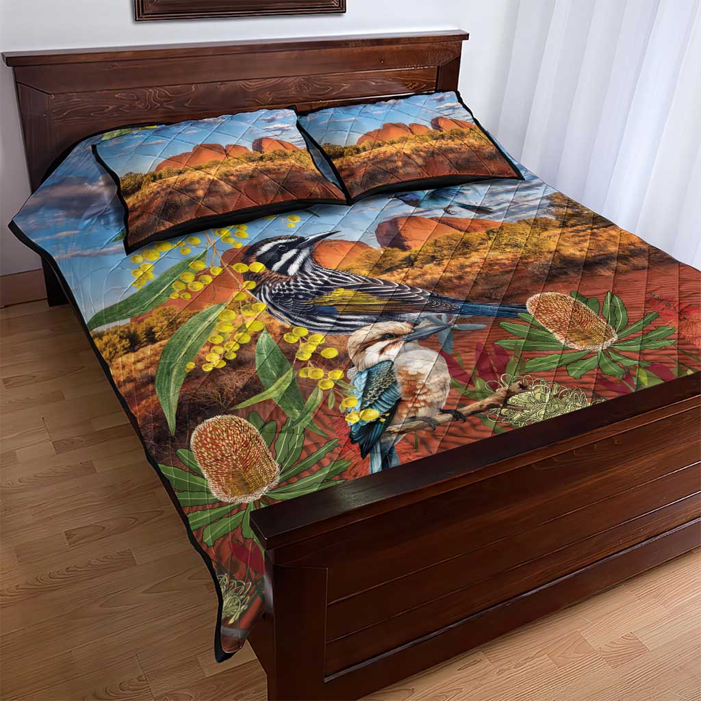 Australia Native Bird Uluru Ayers Rock Quilt Bed Set