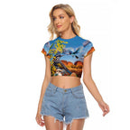 Australia Native Bird Uluru Ayers Rock Raglan Cropped T Shirt