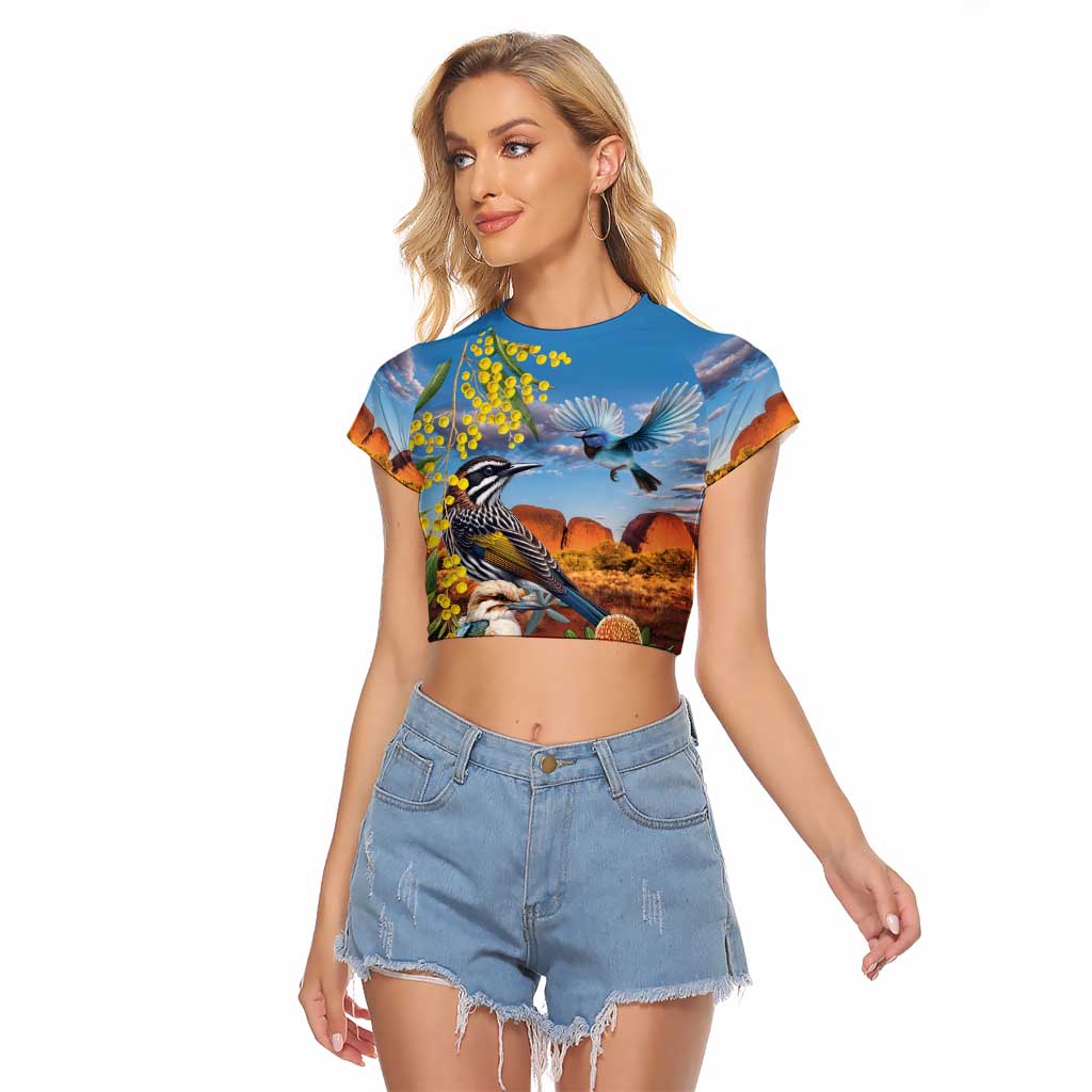 Australia Native Bird Uluru Ayers Rock Raglan Cropped T Shirt