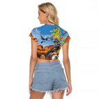 Australia Native Bird Uluru Ayers Rock Raglan Cropped T Shirt