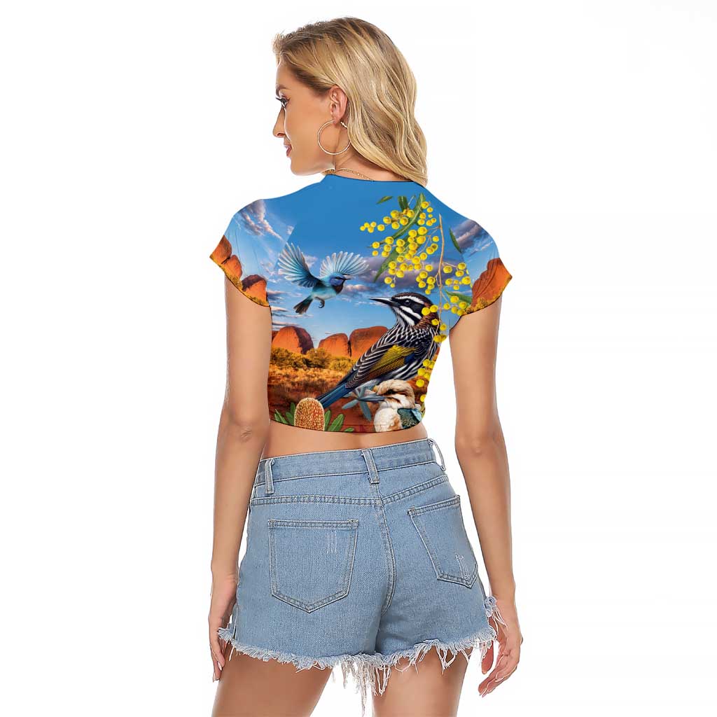 Australia Native Bird Uluru Ayers Rock Raglan Cropped T Shirt