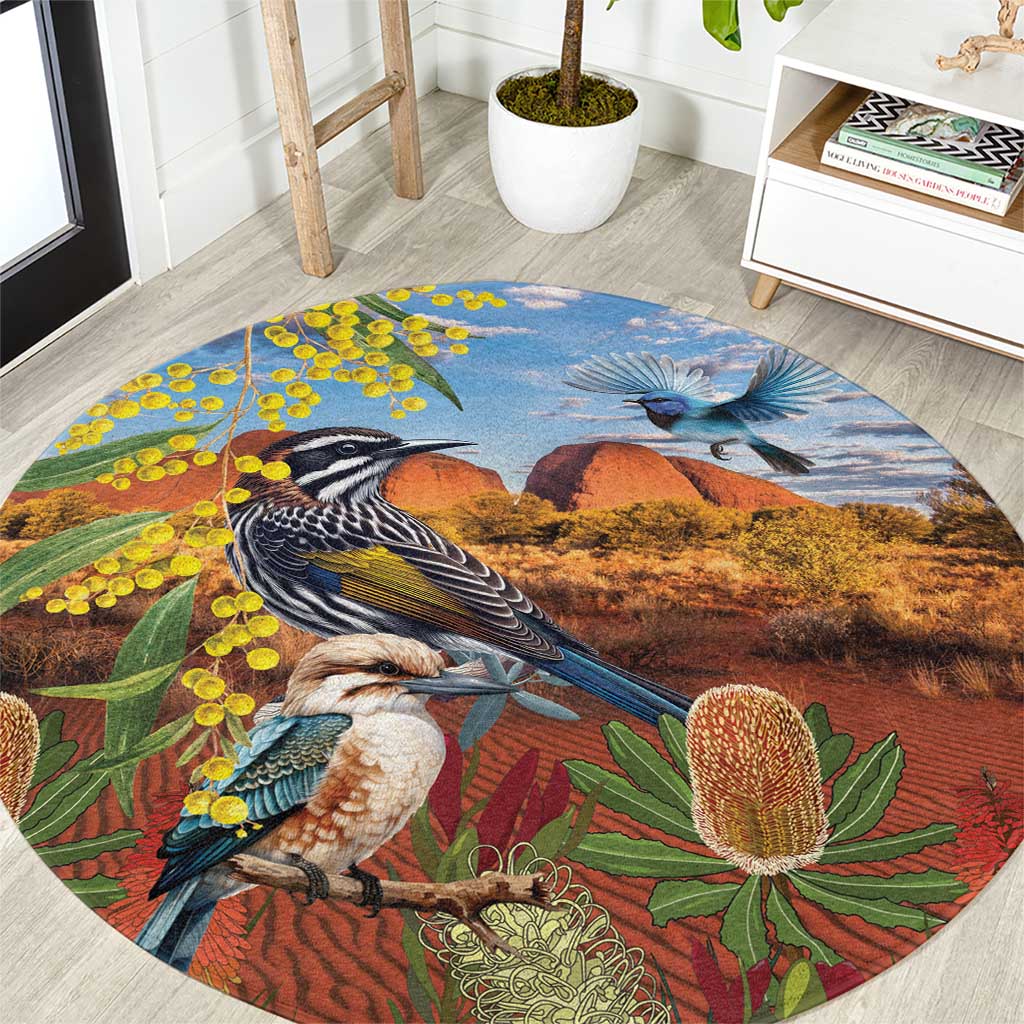 Australia Native Bird Uluru Ayers Rock Round Carpet