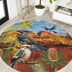 Australia Native Bird Uluru Ayers Rock Round Carpet