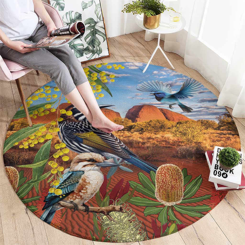 Australia Native Bird Uluru Ayers Rock Round Carpet