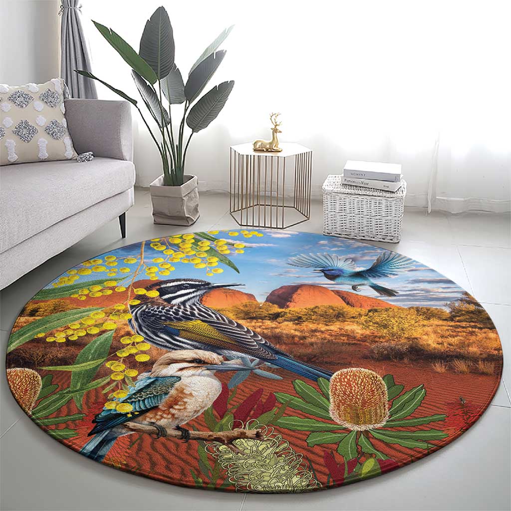 Australia Native Bird Uluru Ayers Rock Round Carpet