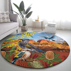 Australia Native Bird Uluru Ayers Rock Round Carpet