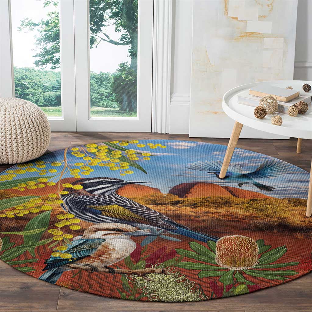 Australia Native Bird Uluru Ayers Rock Round Carpet