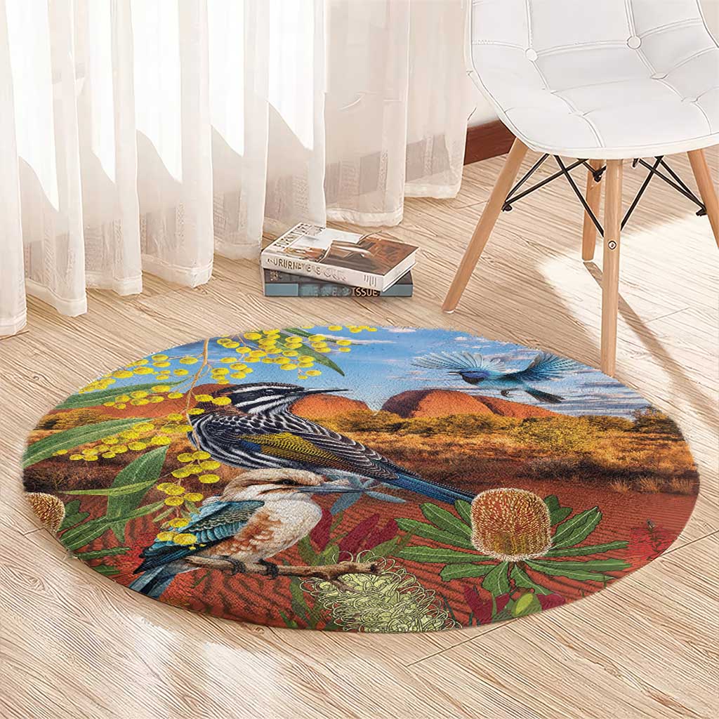 Australia Native Bird Uluru Ayers Rock Round Carpet