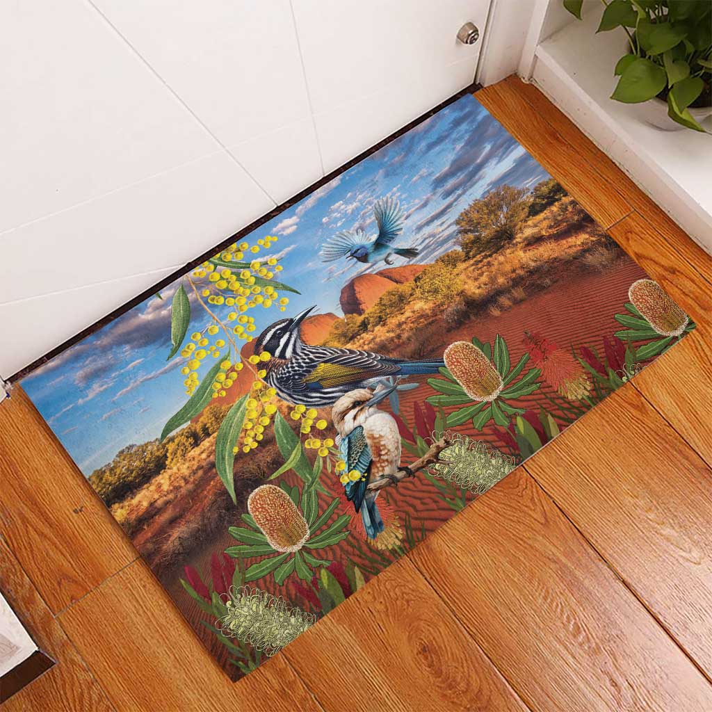 Australia Native Bird Uluru Ayers Rock Rubber Doormat