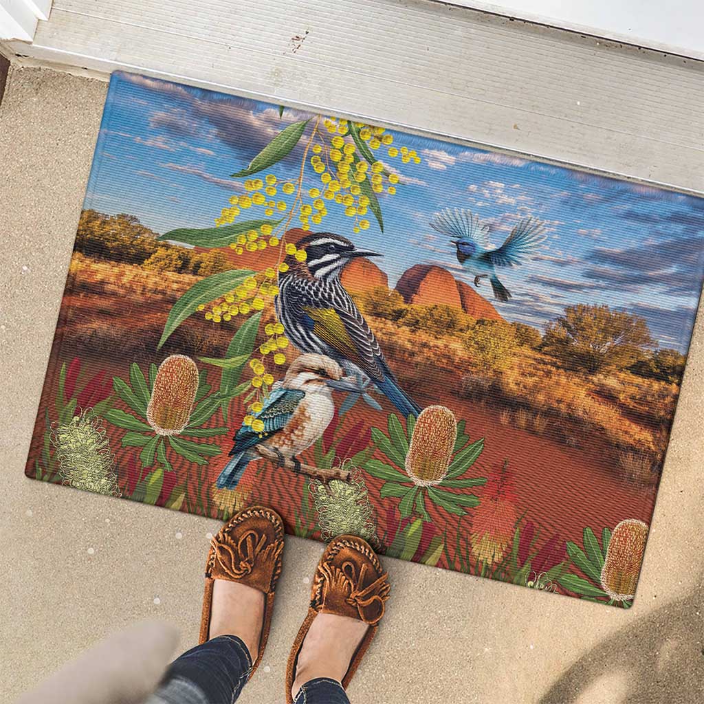 Australia Native Bird Uluru Ayers Rock Rubber Doormat