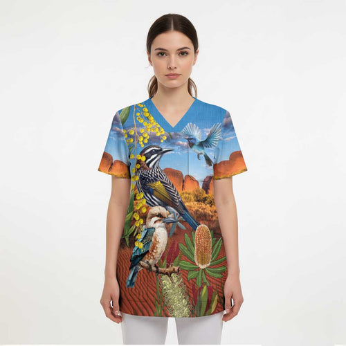 Australia Native Bird Uluru Ayers Rock Scrub Top - Aussie Hoodie