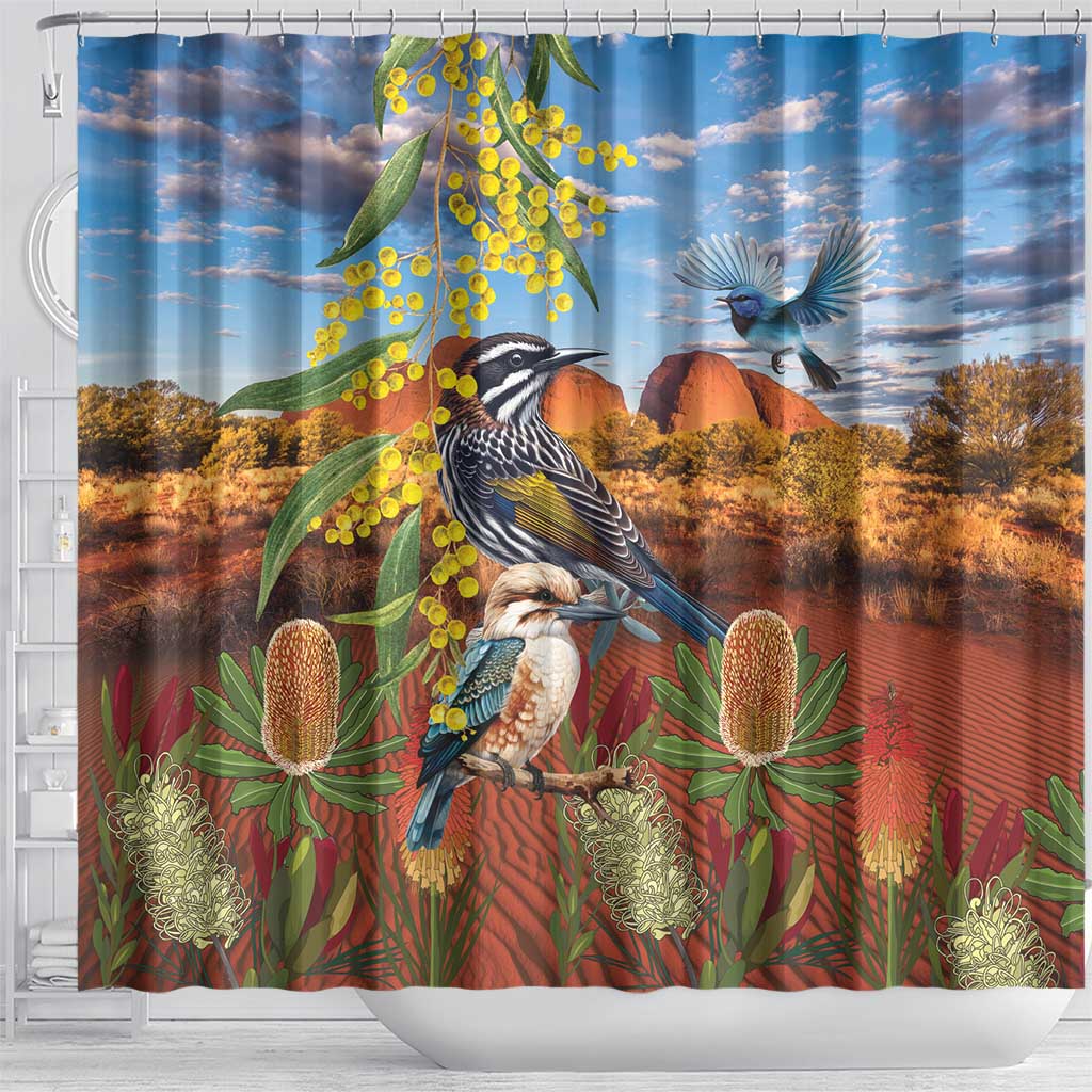 Australia Native Bird Uluru Ayers Rock Shower Curtain