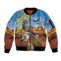 Australia Native Bird Uluru Ayers Rock Sleeve Zip Bomber Jacket