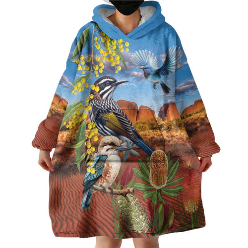 Australia Native Bird Uluru Ayers Rock Wearable Blanket Hoodie