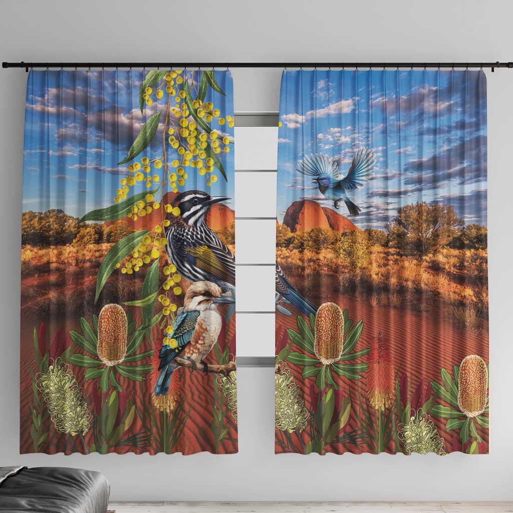 Australia Native Bird Uluru Ayers Rock Window Curtain