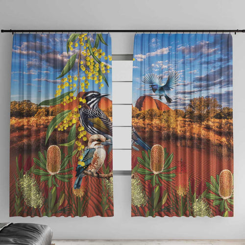 Australia Native Bird Uluru Ayers Rock Window Curtain