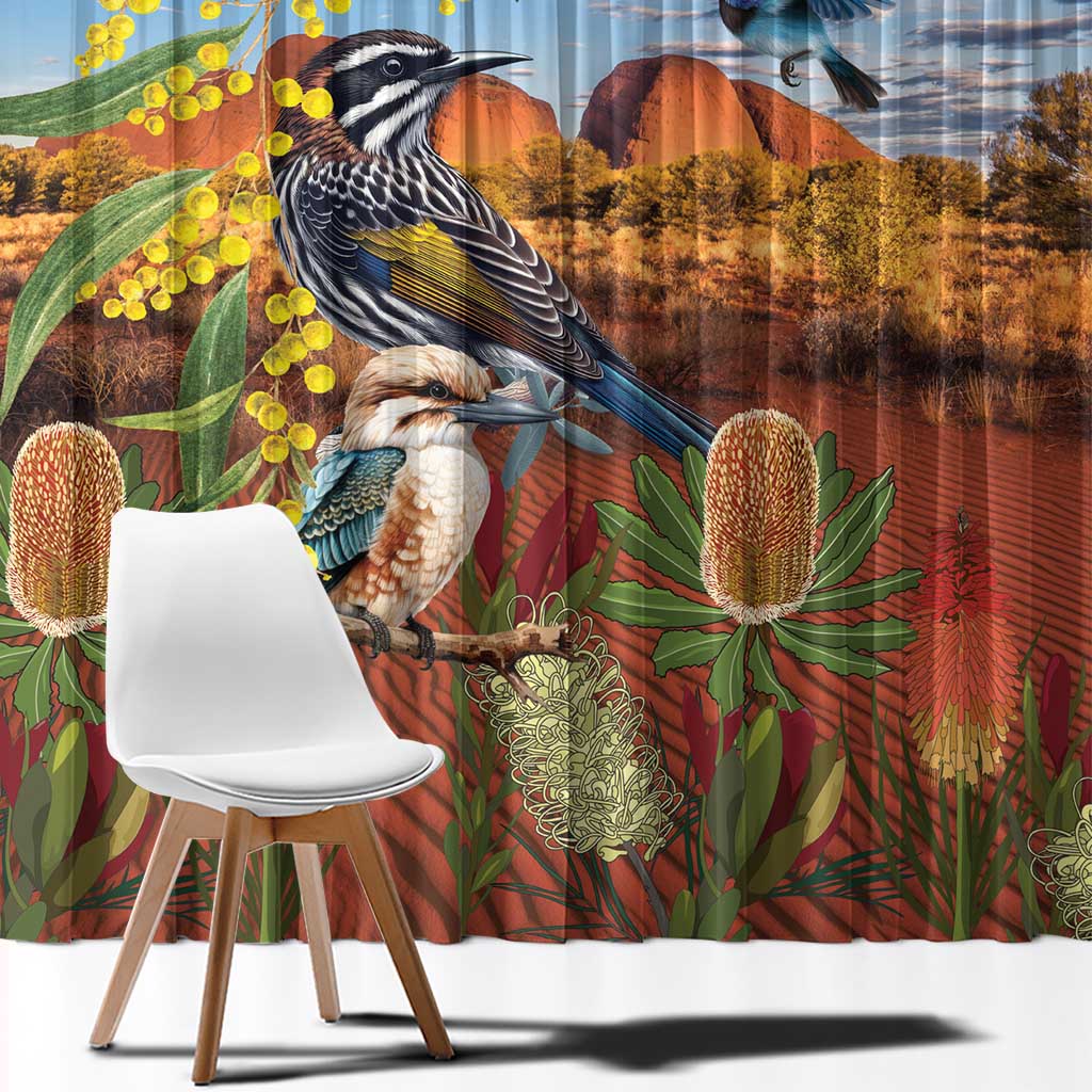 Australia Native Bird Uluru Ayers Rock Window Curtain