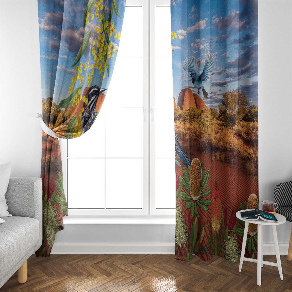 Australia Native Bird Uluru Ayers Rock Window Curtain