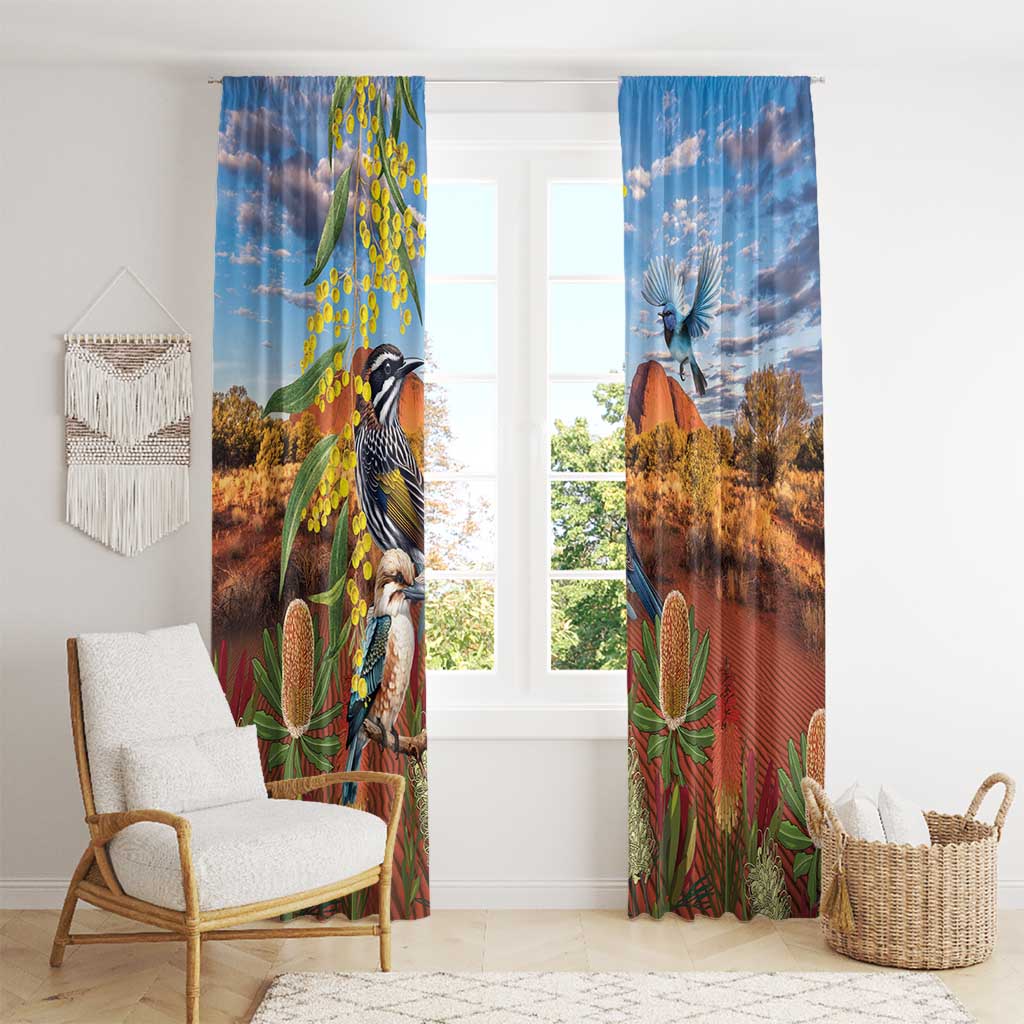 Australia Native Bird Uluru Ayers Rock Window Curtain