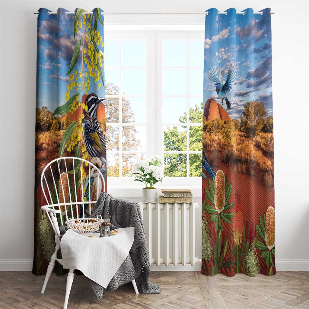 Australia Native Bird Uluru Ayers Rock Window Curtain