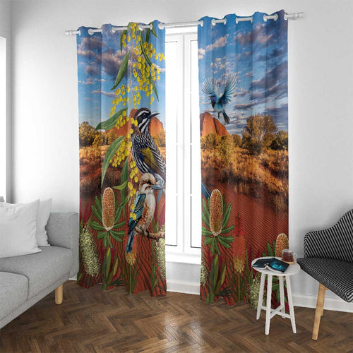 Australia Native Bird Uluru Ayers Rock Window Curtain