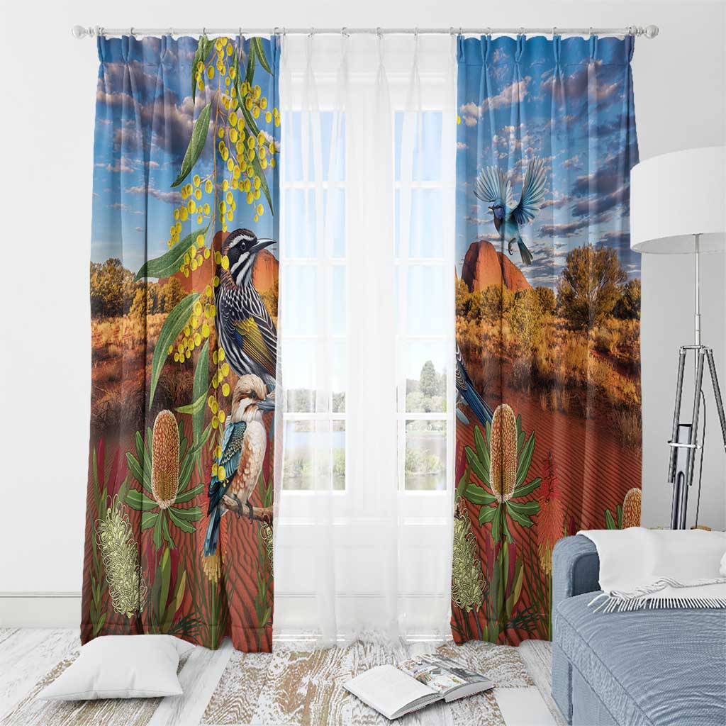 Australia Native Bird Uluru Ayers Rock Window Curtain
