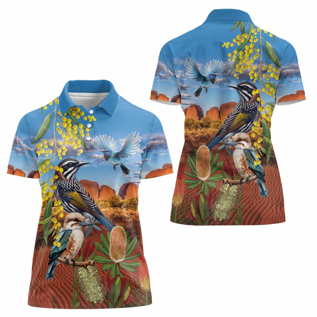 Australia Native Bird Uluru Ayers Rock Women Polo Shirt