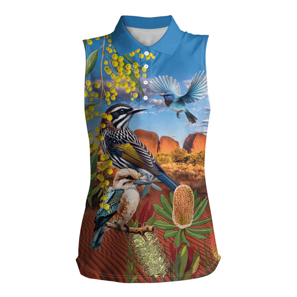 Australia Native Bird Uluru Ayers Rock Women Sleeveless Polo Shirt