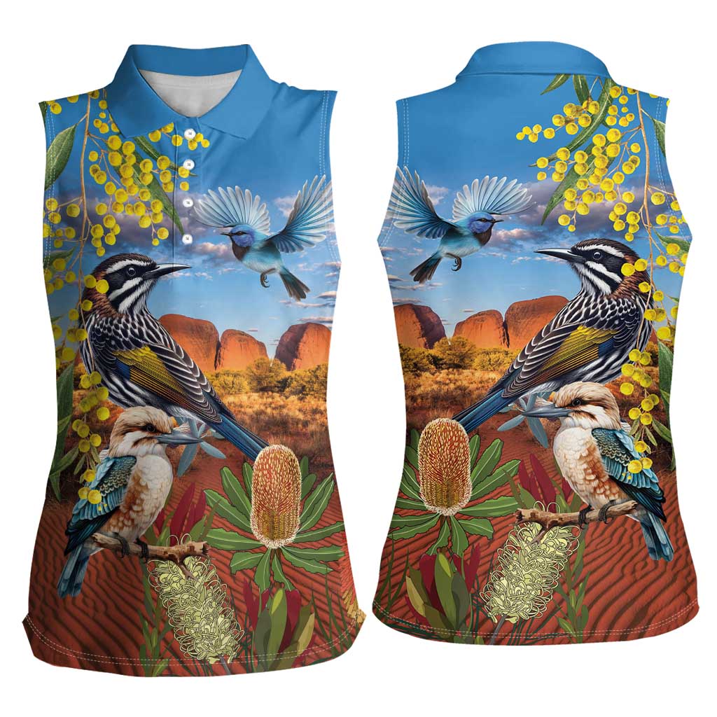 Australia Native Bird Uluru Ayers Rock Women Sleeveless Polo Shirt