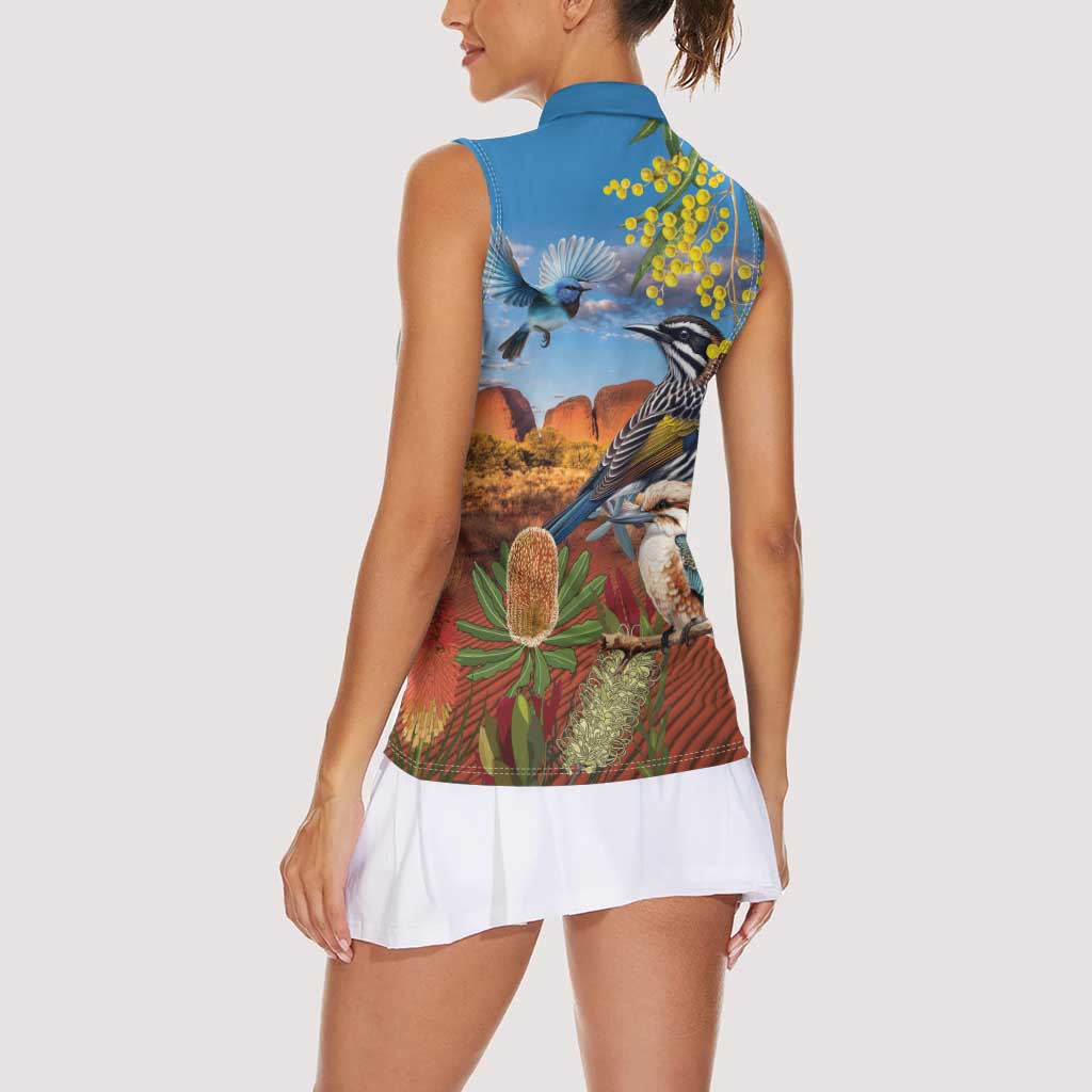 Australia Native Bird Uluru Ayers Rock Women Sleeveless Polo Shirt