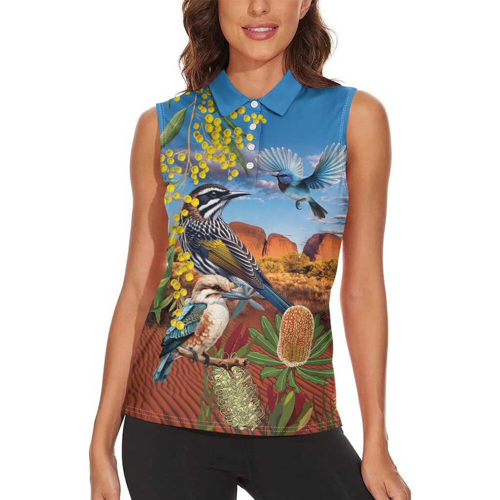Australia Native Bird Uluru Ayers Rock Women Sleeveless Polo Shirt