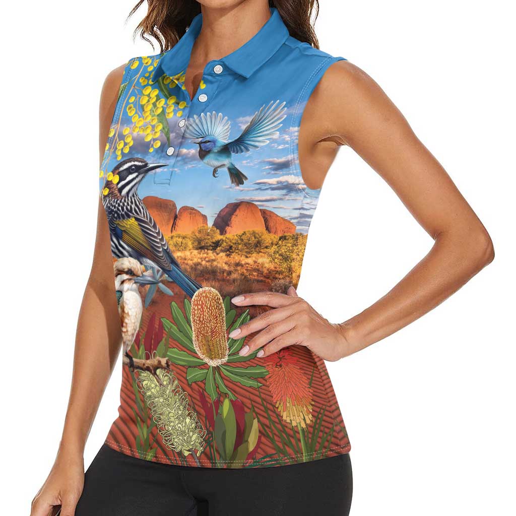Australia Native Bird Uluru Ayers Rock Women Sleeveless Polo Shirt