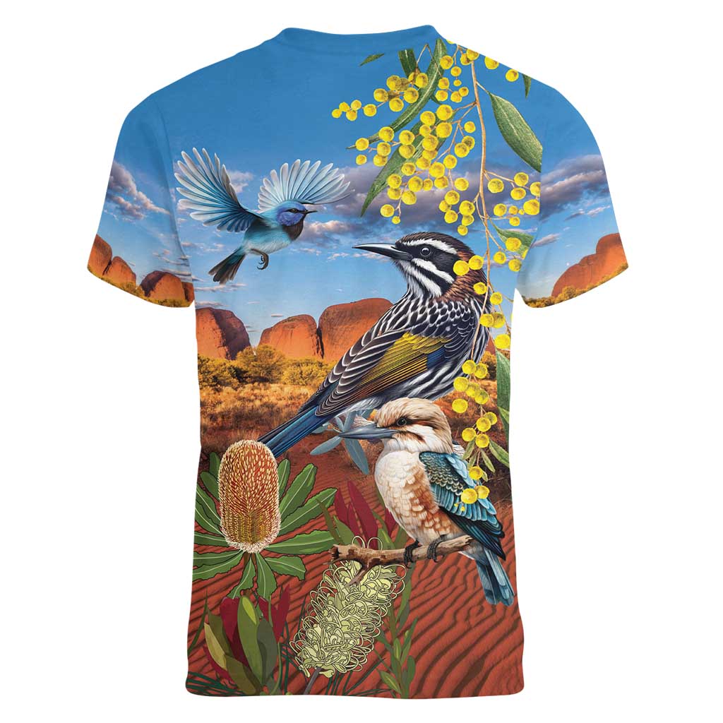 Australia Native Bird Uluru Ayers Rock Women V-Neck T-Shirt