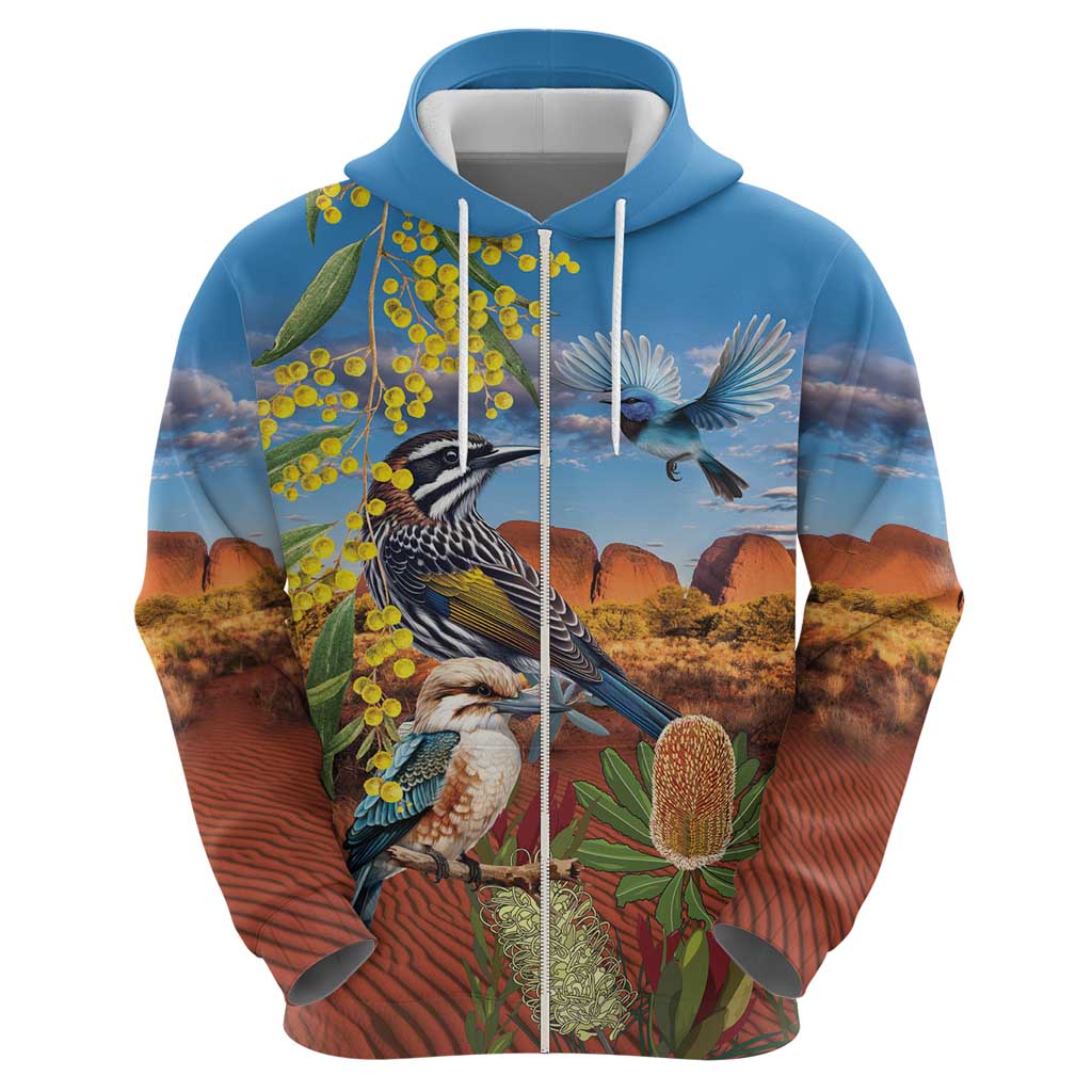 Australia Native Bird Uluru Ayers Rock Zip Hoodie