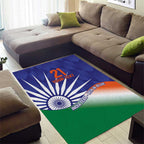 India Cricket Custom Area Rug Ashoka Chakra with Flag Style