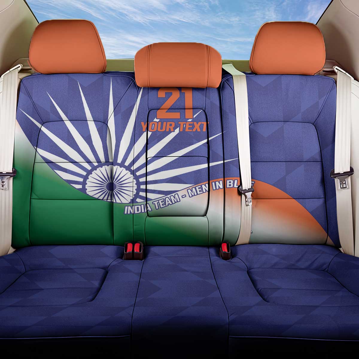 India Cricket Custom Back Car Seat Cover Ashoka Chakra with Flag Style