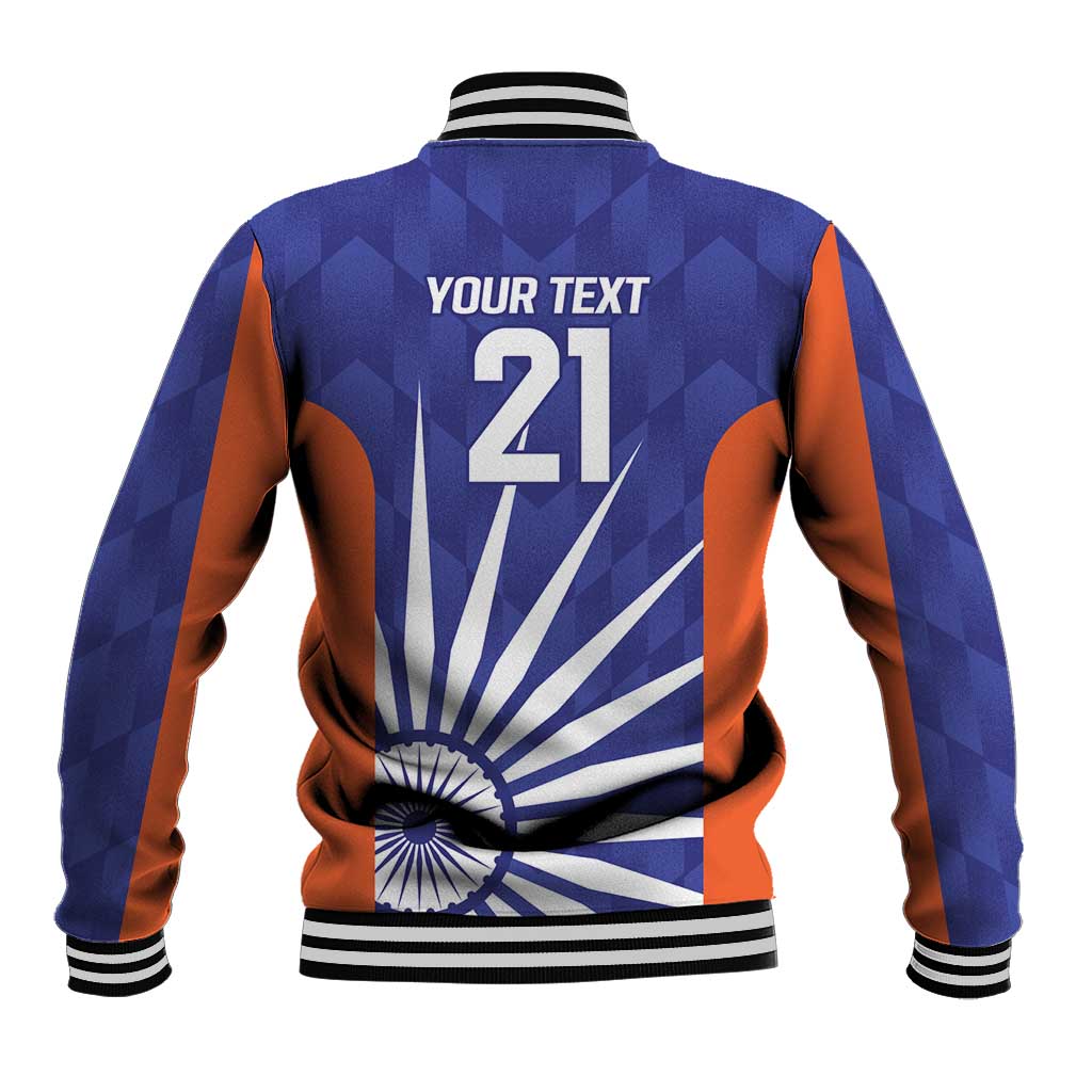 India Cricket Custom Baseball Jacket Ashoka Chakra with Flag Style