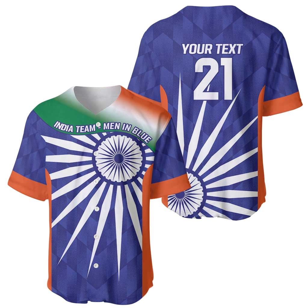 India Cricket Custom Baseball Jersey Ashoka Chakra with Flag Style